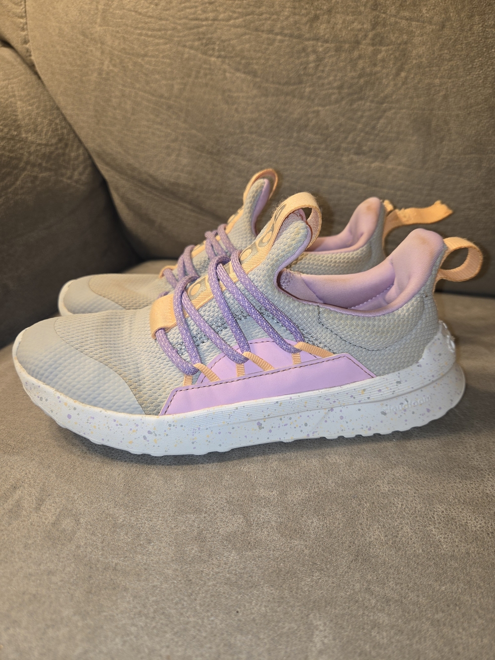adidas Kids Cream Sneakers with Lavender and Peach Accents